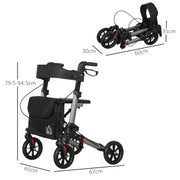 4 Wheel Folding Rollator Walker with Seat Bag and Dual Brakes for Seniors and Disabled by HOMCOM AOSOM