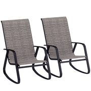 Set of 2 Garden Rocking Chairs with High Back and Armrests for Patio or Balcony by Outsunny