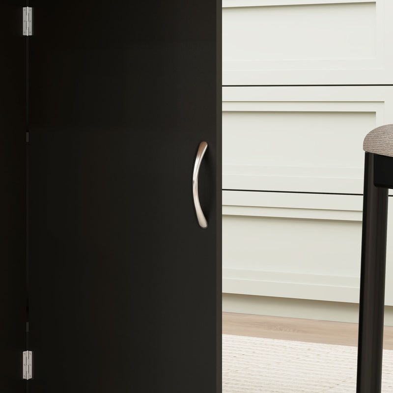 Folding Drop Leaf Dining Table with Storage Shelves and Wheels for Small Spaces Oak Black