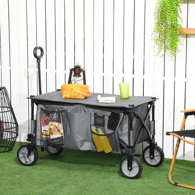 Folding Garden Utility Trolley With Wheels For Camping And Outdoor Gear Transport Grey