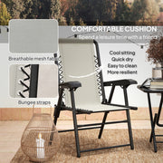 3 Piece Garden Bistro Set For Balcony Or Patio With Foldable Table and Chairs, Cream White Outsunny