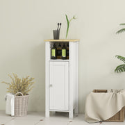 Slim Bathroom Storage Cabinet with Adjustable Shelf and Open Compartment, White
