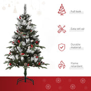 Feature panel with full look, easy set up, durable material and flame retardant icons beside the tree