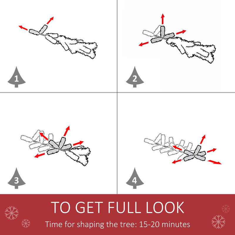 Four-step diagram showing how to spread out the branches for a full look