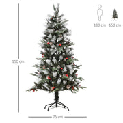 Dimensions diagram of the 5ft tree showing 150 cm height and 75 cm width