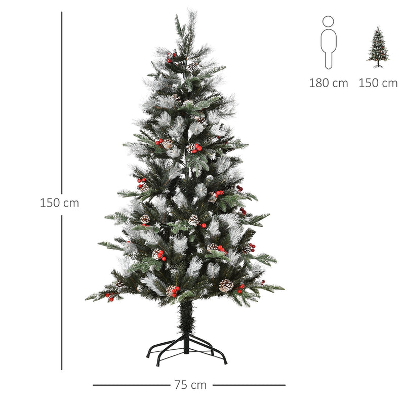 Dimensions diagram of the 5ft tree showing 150 cm height and 75 cm width