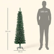 Dimensions of the 5.5ft tree: 165 cm high and 48 cm wide, beside a 183 cm figure