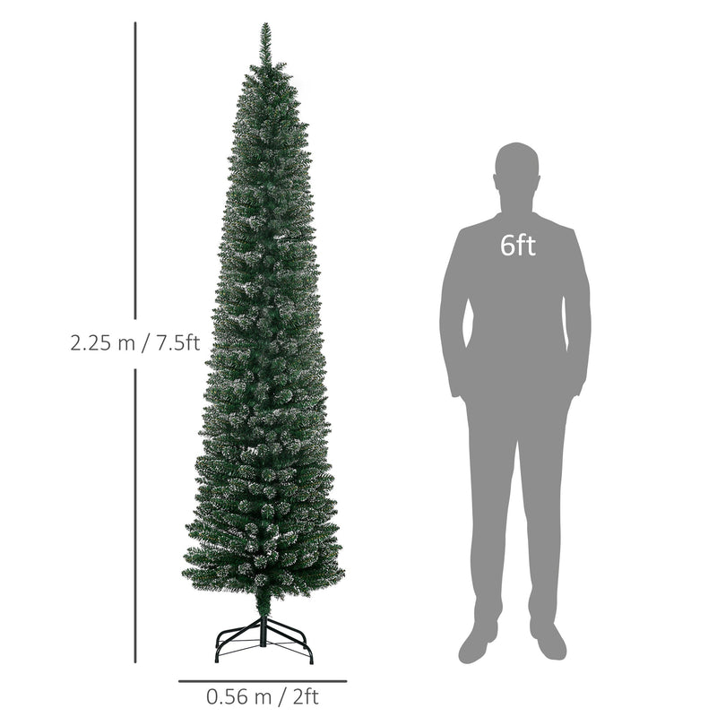 Dimensions of the 7.5ft tree: 2.25 m high and 0.56 m wide, beside a human silhouette