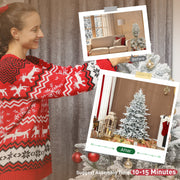 Woman shaping the 5ft tree with before and after photos, assembly time 10-15 minutes