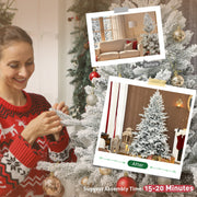 Woman shaping the 6ft tree with before and after photos, assembly time 15-20 minutes