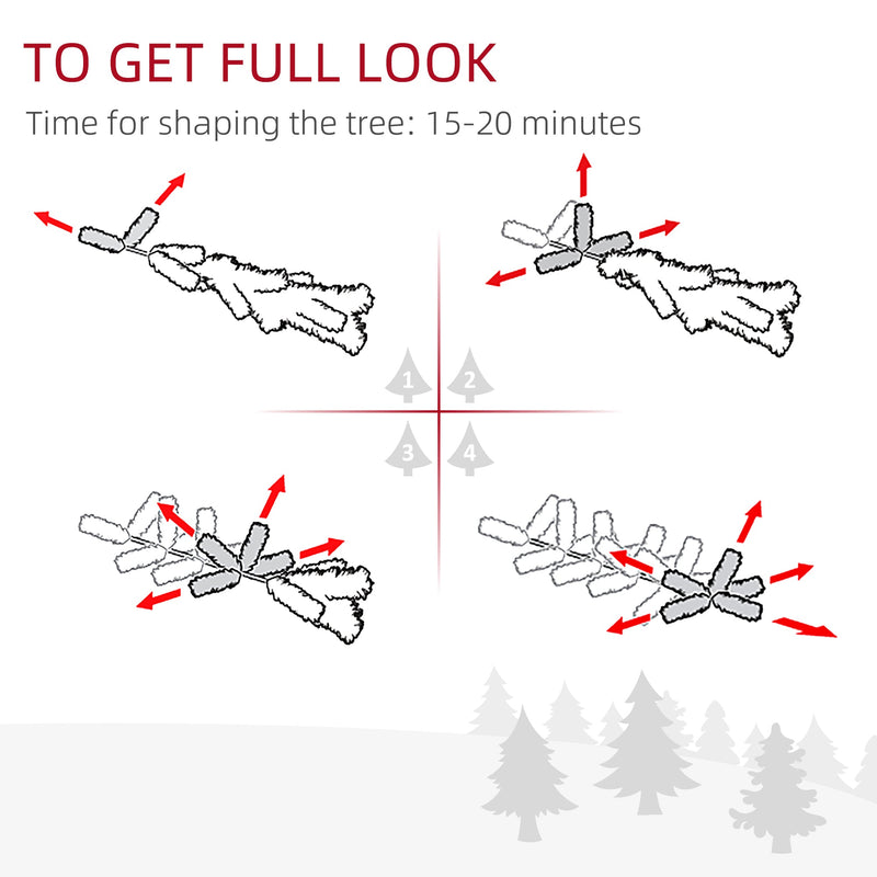 Diagram showing how to spread out the branch tips, with a 15-20 minute shaping time