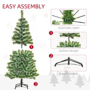 Easy assembly graphic showing the automatic-open branches, section design and foldable metal base