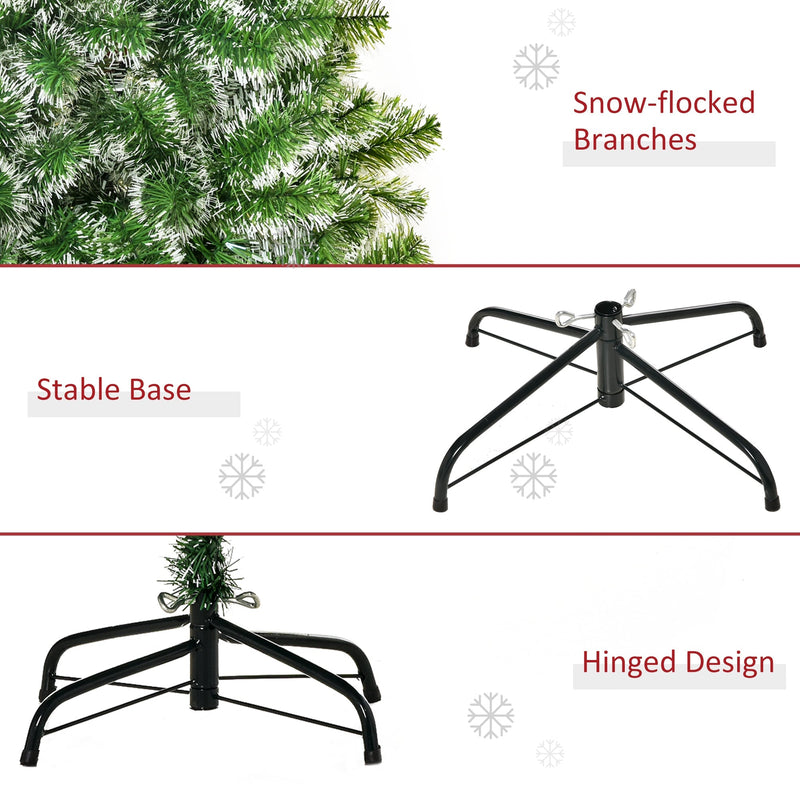 Snow-flocked branches shown above the stable, hinged metal base