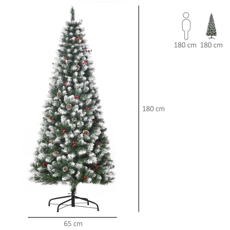 6ft pencil Christmas tree dimension diagram showing 180 cm height and 65 cm base width