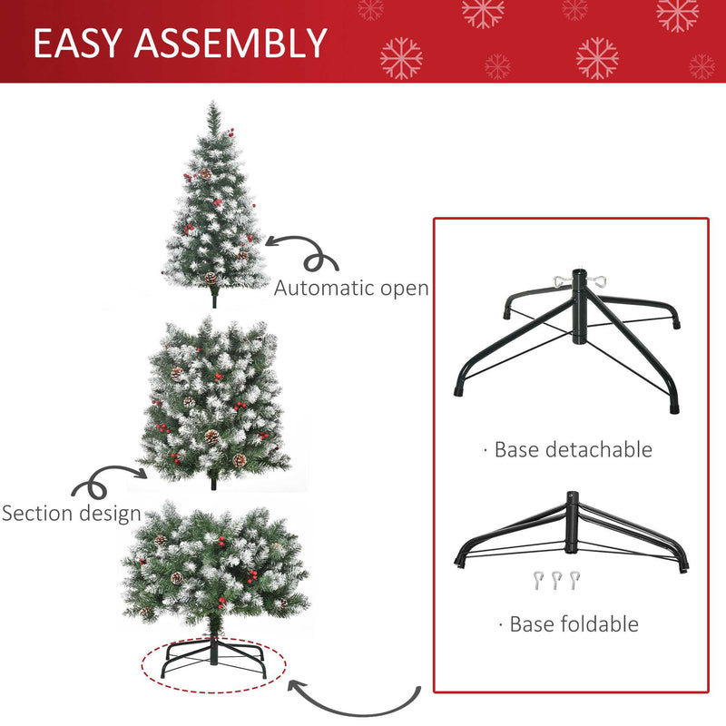 6ft tree in three sections with automatic open top and detachable foldable base