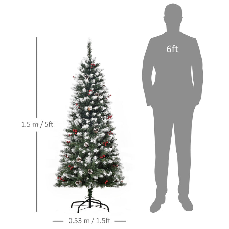 5ft pencil Christmas tree dimension diagram showing 1.5 m height and 0.53 m width