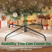 Close-up of the foldable metal base under frosted branches