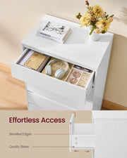 Open drawer holding headphones and jewellery with bevelled edge and quality slide callouts