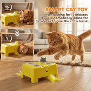 Automatic Interactive Cat Toy for Indoor Play and Boredom Relief Yellow White Pawhut