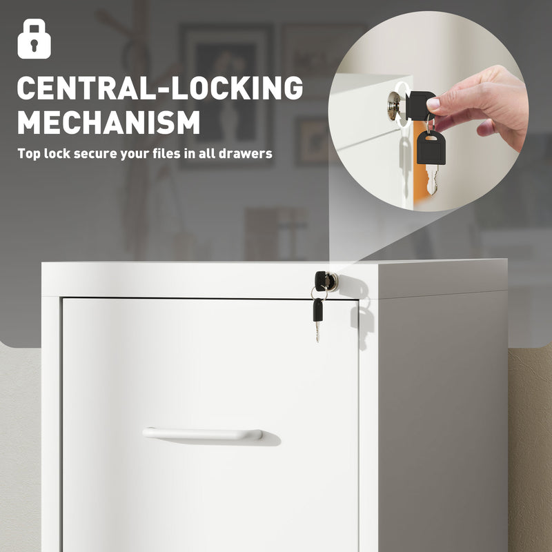 White Four Drawer Steel Filing Cabinet for Home or Office by HOMCOM