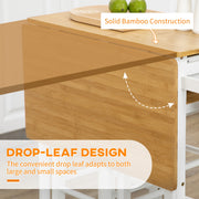 Kitchen Island Trolley with Storage Drawers and Drop Leaf Top with 2 Stools White