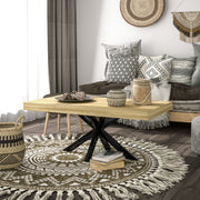 Rustic Wood Effect Coffee Table With Bold Block Design For Living Room, Brown