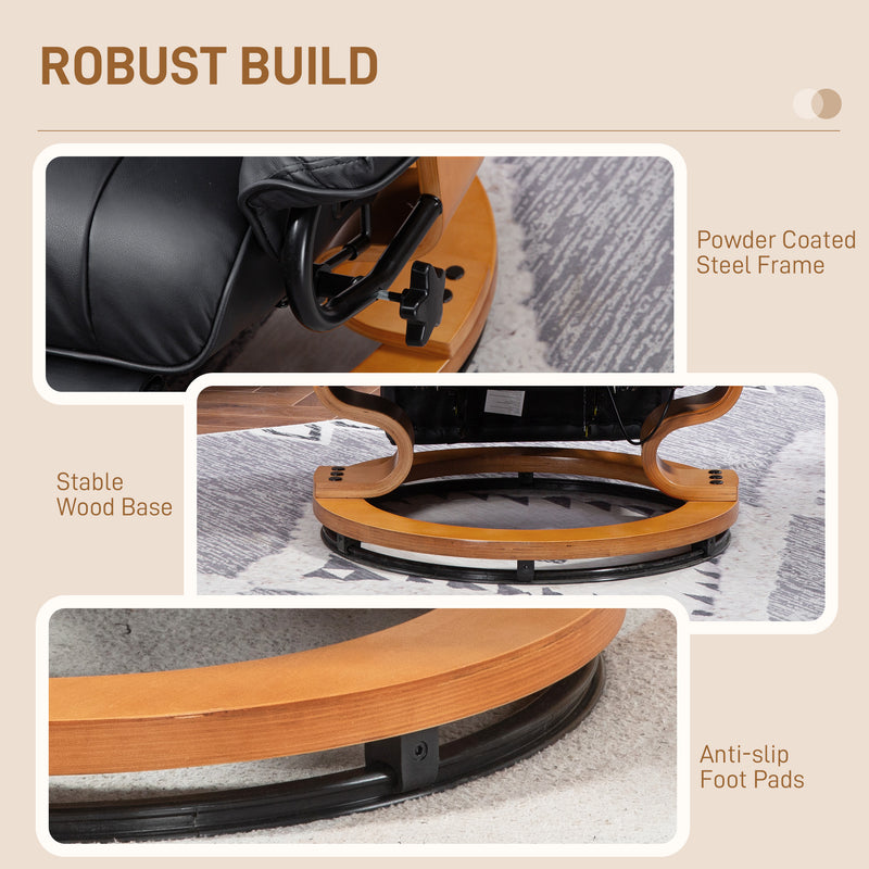 Black Faux Leather Executive Recliner Chair with Padded Armrests For Home or Office by HOMCOM