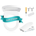White PP plastic D-Shape soft-close toilet seat by Songmics with screwdriver and hinge fittings