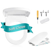 White PP plastic D-Shape soft-close toilet seat by Songmics with screwdriver and hinge fittings