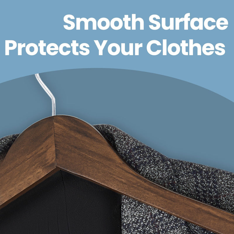 Close-up of smooth wood hanger surface protecting a garment from marks