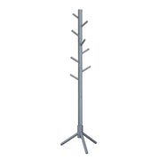 Grey solid wood Vasagle coat rack with 8 hooks and a triangular tripod base