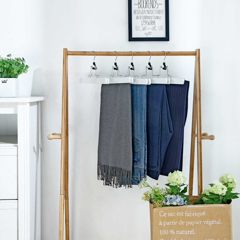 Solid Wood Non-Slip Trouser Hangers, Pack of 12, White by Songmics