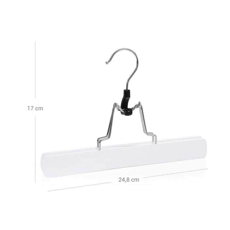 Solid Wood Non-Slip Trouser Hangers, Pack of 12, White by Songmics