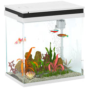 14L Glass Fish Tank with Filter System LED Lights and Water Pump White by PawHut AOSOM