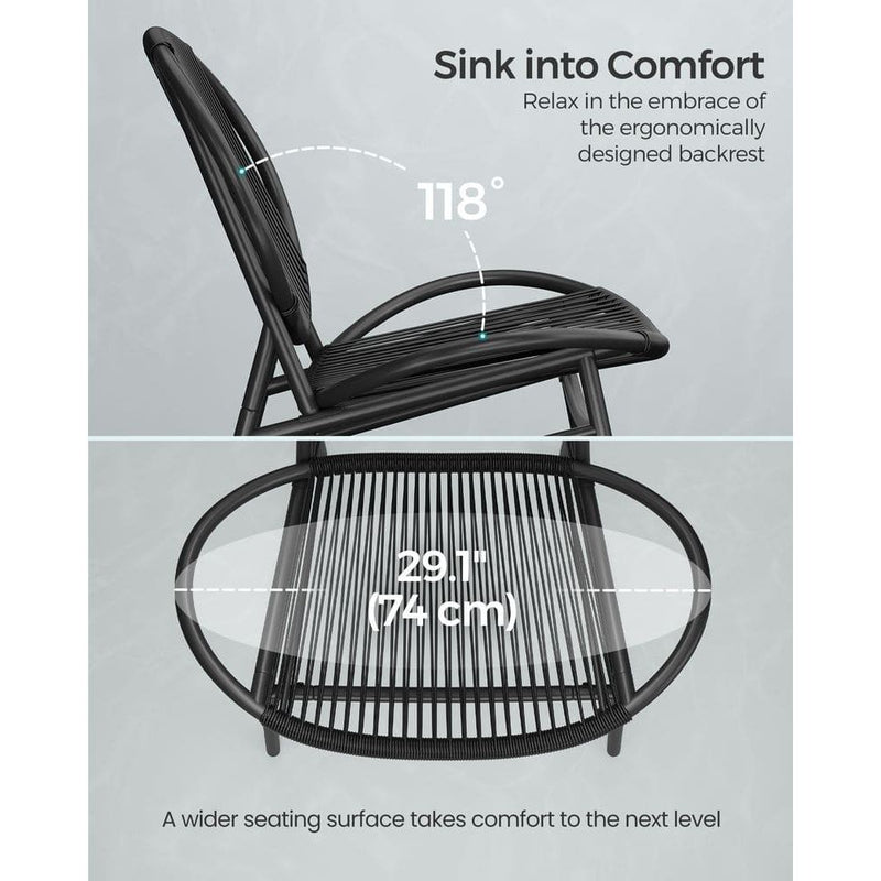 Image of a Black 3 Piece Patio Bistro Set