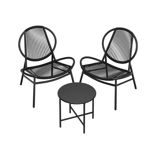 Image of a Black 3 Piece Patio Bistro Set