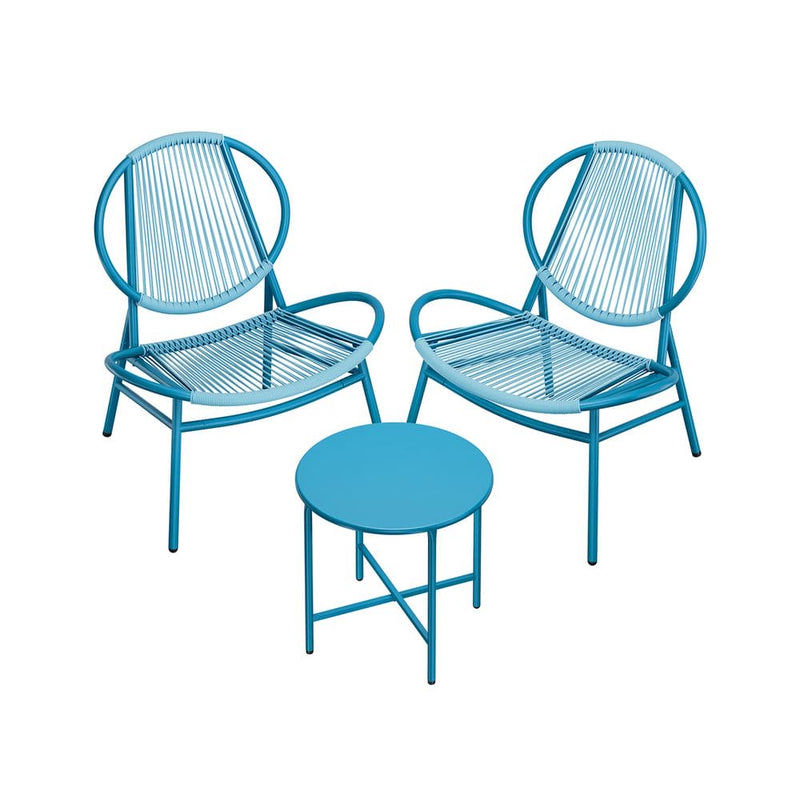 Image of a Blue 3 Piece Patio Bistro Set