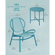 Image of a Blue 3 Piece Patio Bistro Set