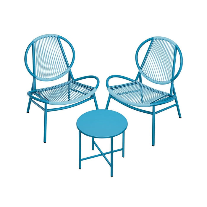 Image of a Blue 3 Piece Patio Bistro Set