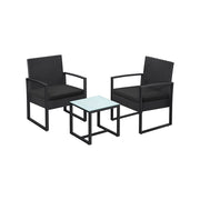 Image of a PE Rattan 2 Patio Chairs And Table Black