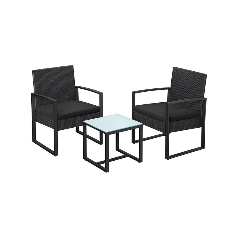 Image of a PE Rattan 2 Patio Chairs And Table Black