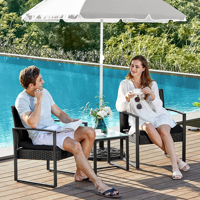 Image of a PE Rattan 2 Patio Chairs And Table Black