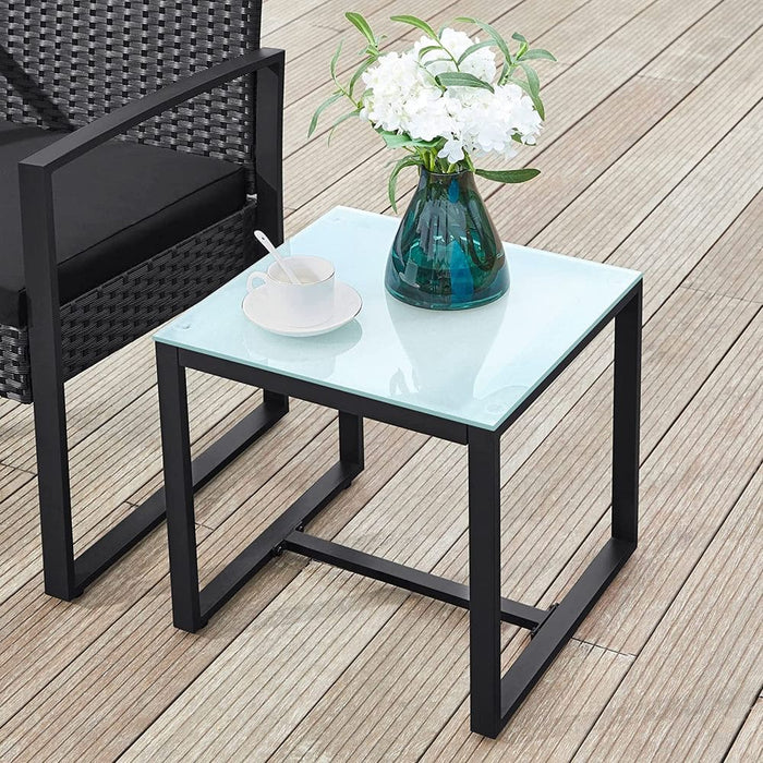 Image of a PE Rattan 2 Patio Chairs And Table Black