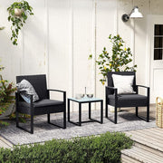 Image of a Black PE Rattan 2 Patio Chairs And Table Set