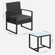 Image of a Black PE Rattan 2 Patio Chairs And Table Set