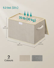 Dimension diagram of the storage box, 38 x 25 x 25 cm, 23 litres
