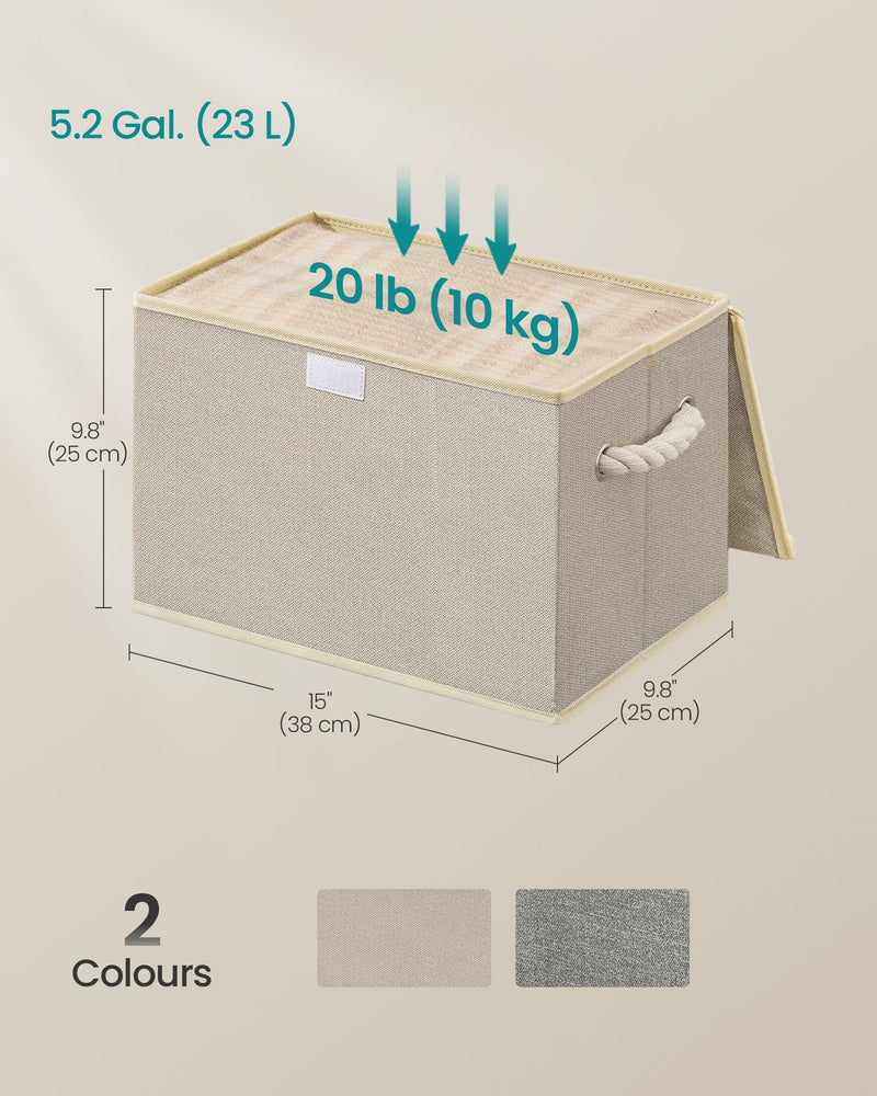 Dimension diagram of the storage box, 38 x 25 x 25 cm, 23 litres