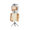 Songmics black rotary clothes airer studio shot with clothes on hangers