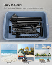 Disassembled airer parts packed into a storage tub for easy carrying