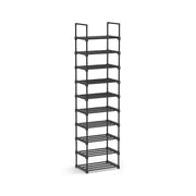 Songmics 10-tier black metal shoe rack studio shot